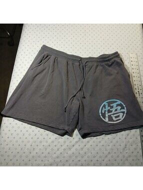 Dragon Ball Z Y2K Athletic Shorts 2XL Gray Anime Lounge Polyester Logo Size